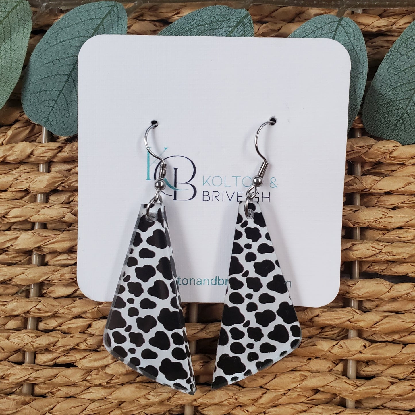 Cow Print Elongated Earrings