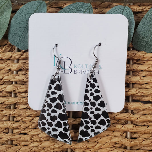 Cow Print Elongated Earrings