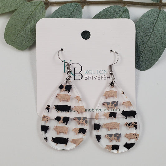 Pig Teardrop Earrings