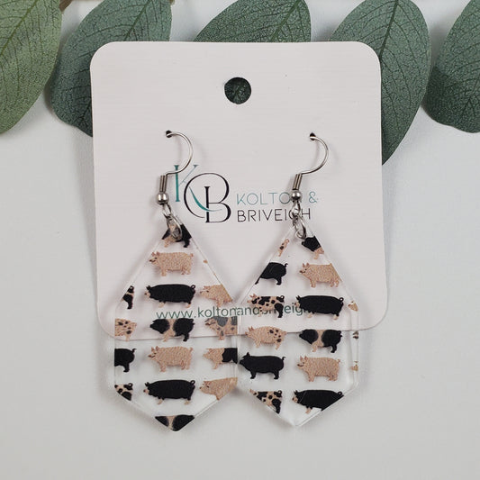 Pig Hexagon Earrings