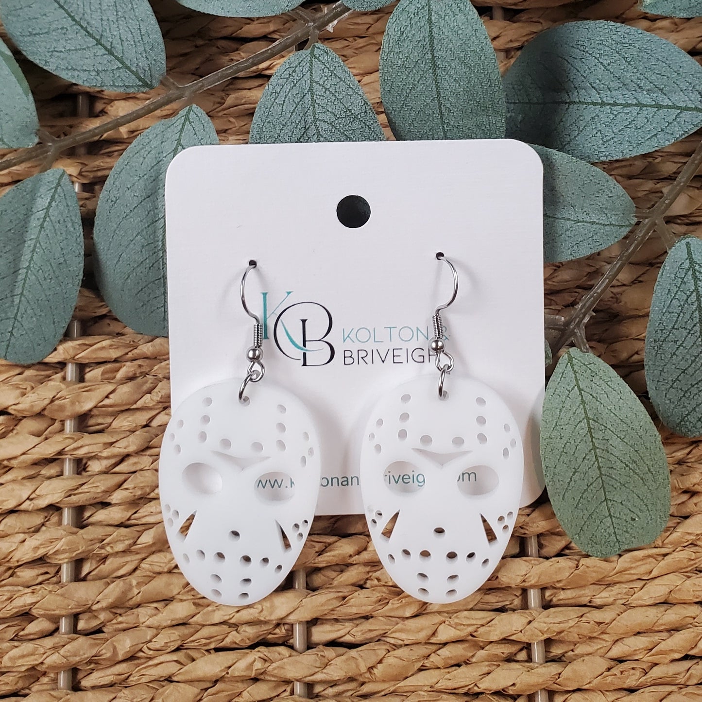 Hockey Mask Halloween Earrings