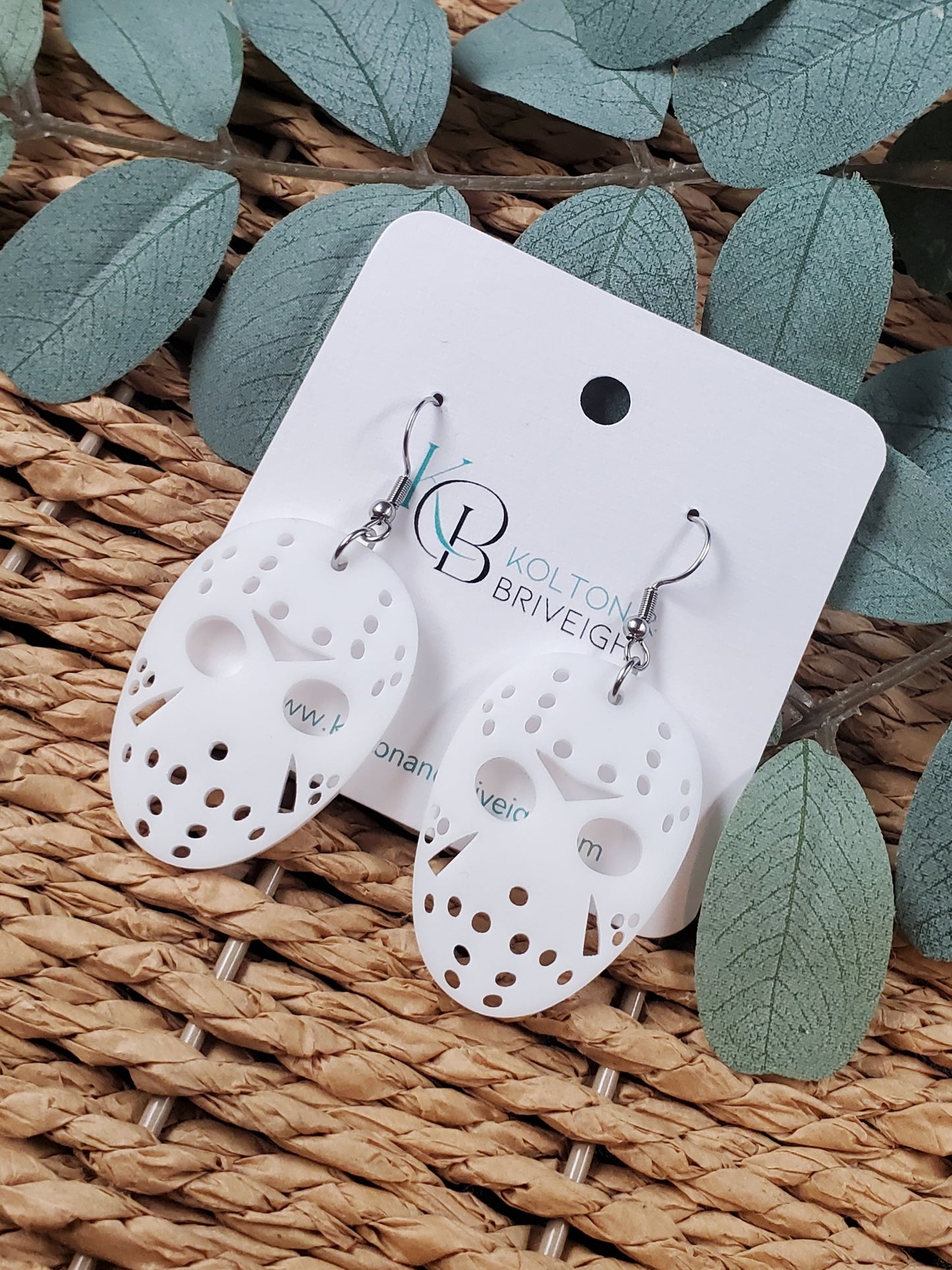 Hockey Mask Halloween Earrings
