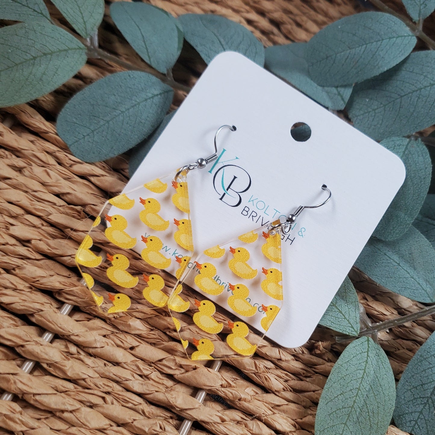 Rubber Ducky Long Hexagon Earrings