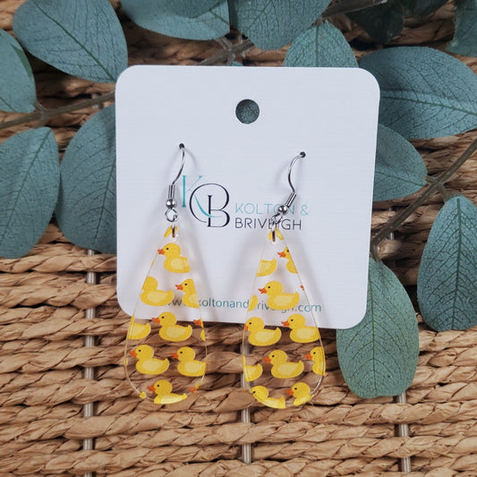 Rubber Ducky Long Teardrop Earrings