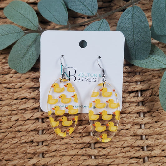 Rubber Duck Oval Earrings